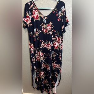 Navy Blue Flowers Maxi dress size 2XL NWT